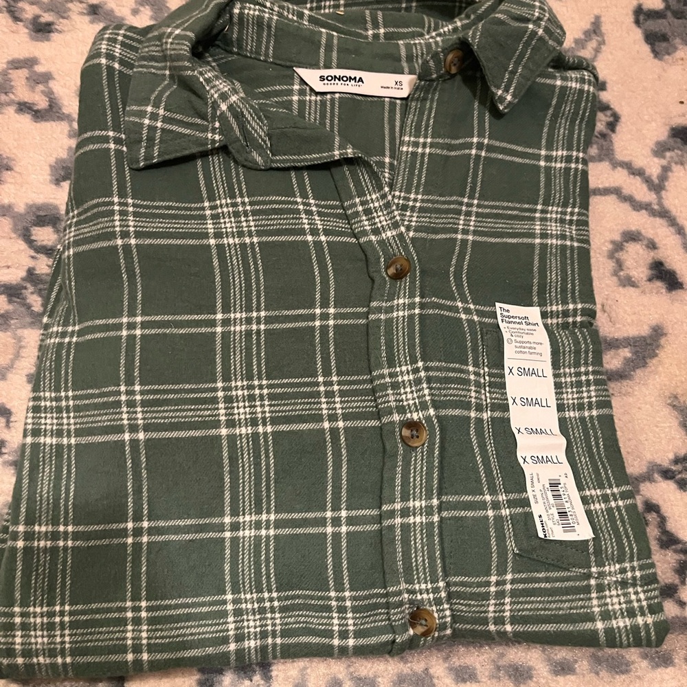 Sonoma green and white flannel